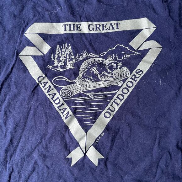 VINTAGE THE GREAT CANADIAN OUTDOORS BLUE SHIRT 90S LRG - Picture 2 of 5